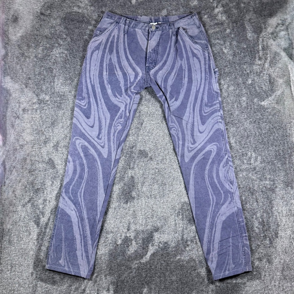 Moondios Studios Purple Marble Swirl Carpenter Pants Mens 32 Canvas Made in USA